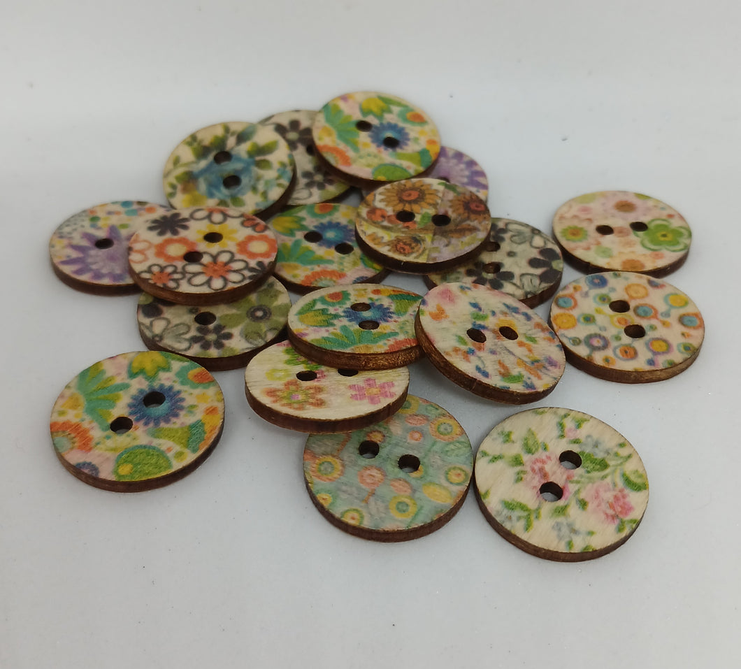 Colourful Wooden Buttons 14CB20