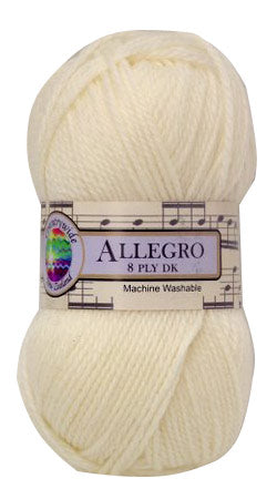 Ball of Allegro 8 ply yarn with label on.