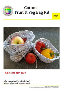 Creative Kit - 2 Cotton Crochet Fruit & Veg Bags K104