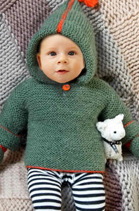 Baby's Garter Stitch Hoody and Mittens | Design P207