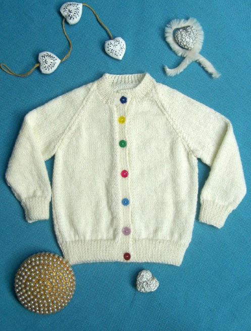 Baby Cardigan Button to Neck | Design P295